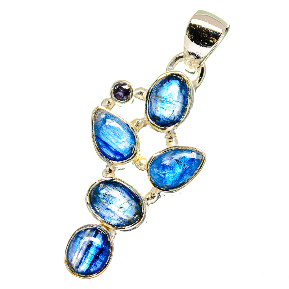 Sterling silver pendant with oval blue stones and small purple stone