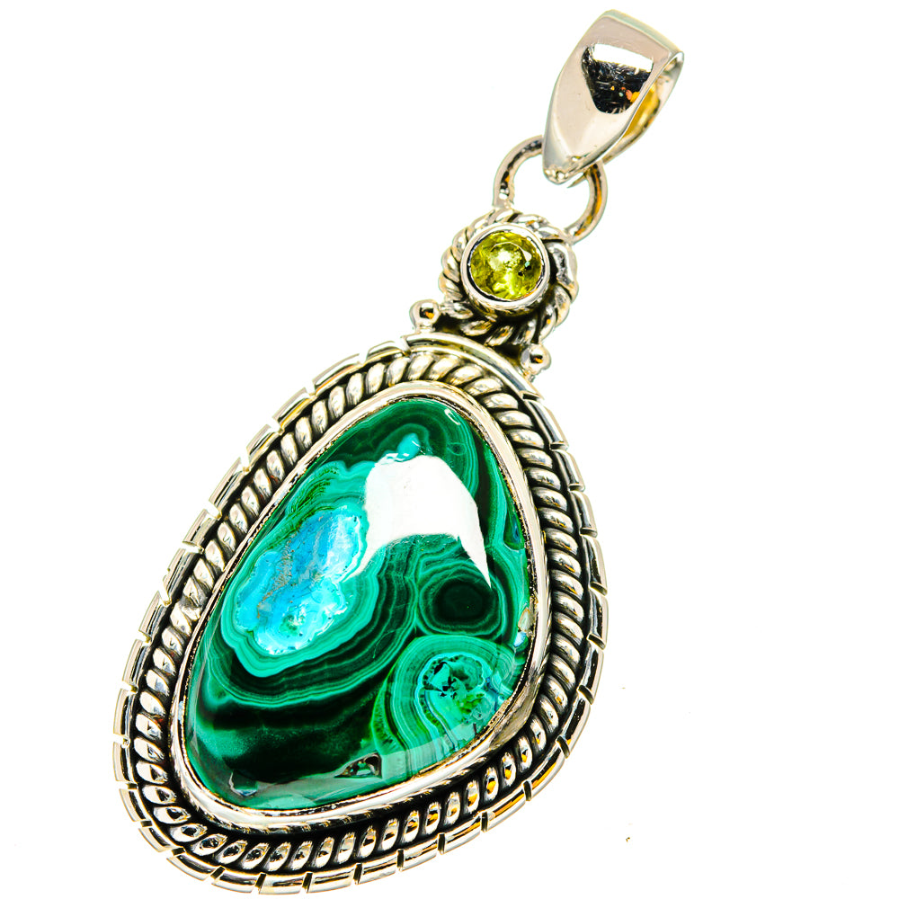 Malachite In Chrysocolla Pendants handcrafted by Ana Silver Co - PD13428