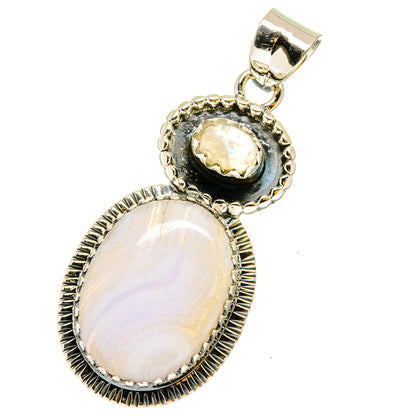 Blue Lace Agate Pendants handcrafted by Ana Silver Co - PD13439