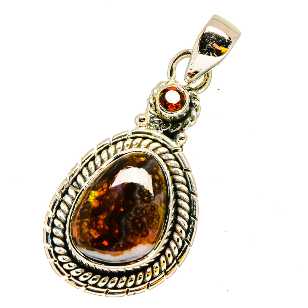 Mexican Fire Agate Pendants handcrafted by Ana Silver Co - PD13462