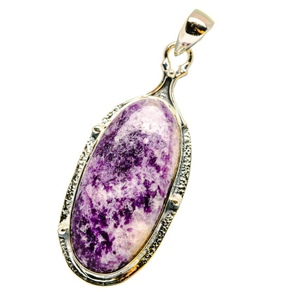 Oval purple stone pendant in 925 sterling silver bezel with top bail
