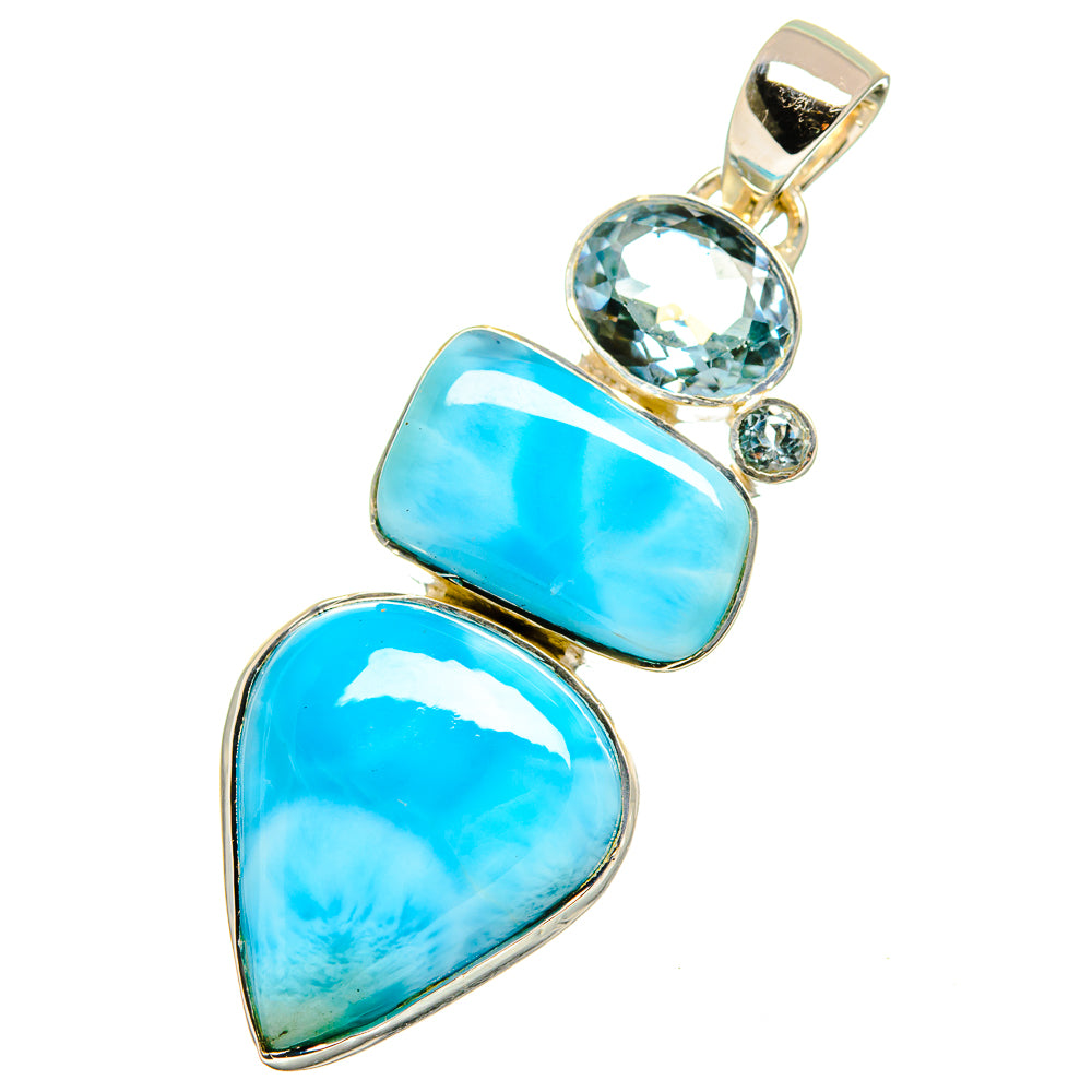 Larimar, Blue Topaz Pendants handcrafted by Ana Silver Co - PD13526