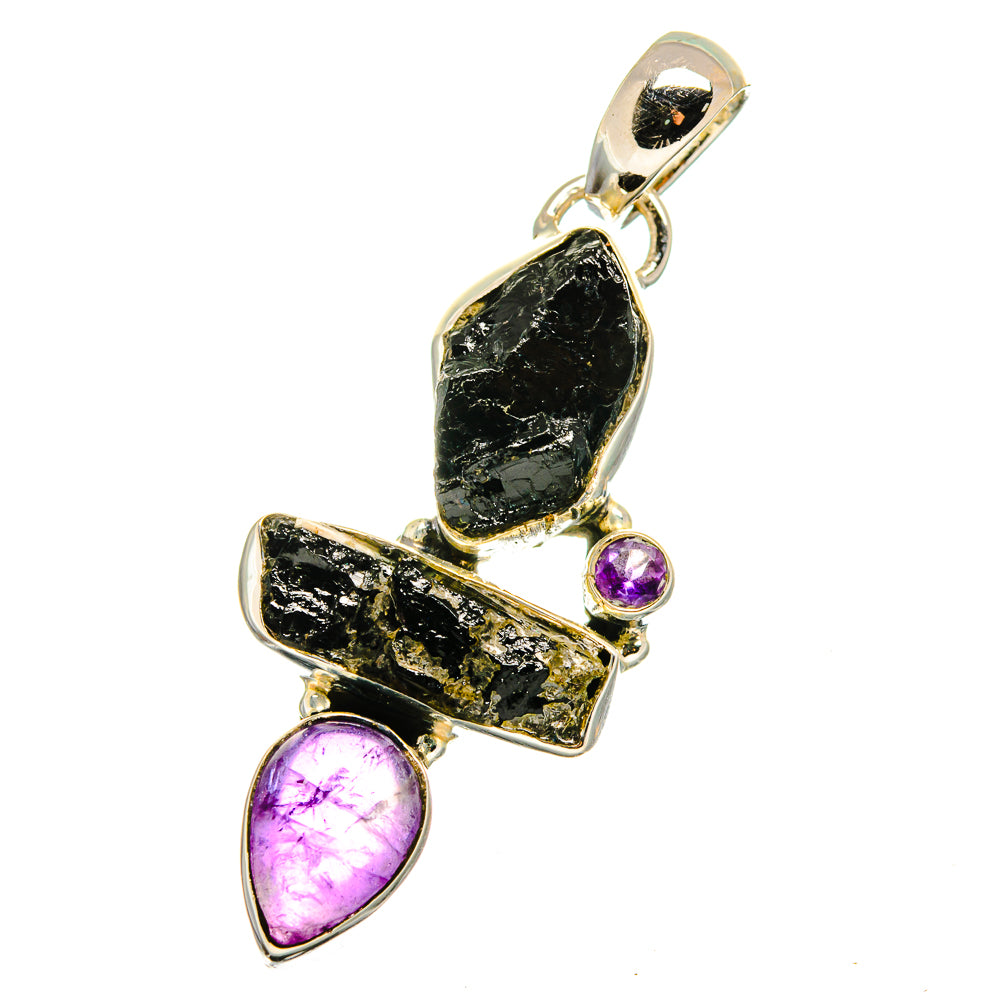 Black Tourmaline, Amethyst Pendants handcrafted by Ana Silver Co - PD13527