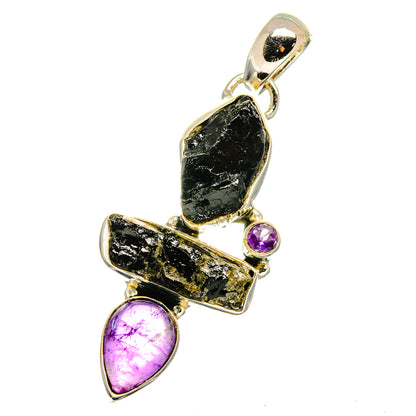 Black Tourmaline, Amethyst Pendants handcrafted by Ana Silver Co - PD13527