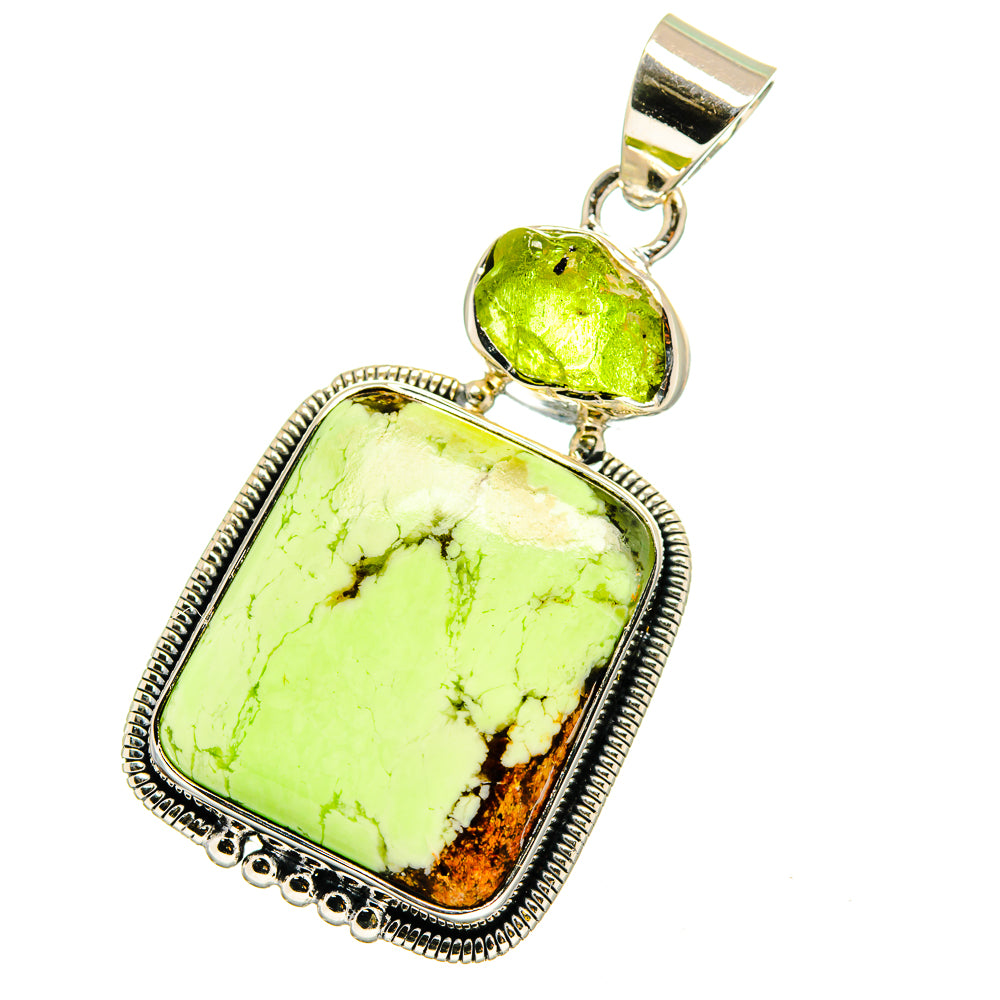 Lemon Chrysoprase, Peridot Pendants handcrafted by Ana Silver Co - PD13537