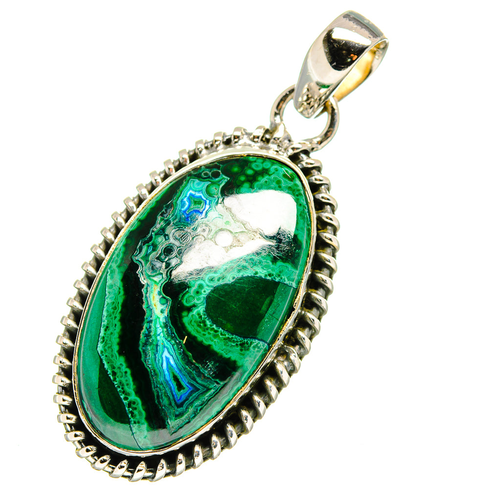 Malachite In Chrysocolla Pendants handcrafted by Ana Silver Co - PD13555