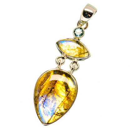 Labradorite, Blue Topaz Pendants handcrafted by Ana Silver Co - PD13564