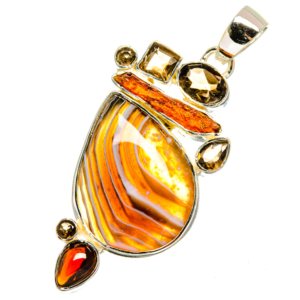 Botswana Agate, Garnet, Smoky Quartz Pendants handcrafted by Ana Silver Co - PD13571