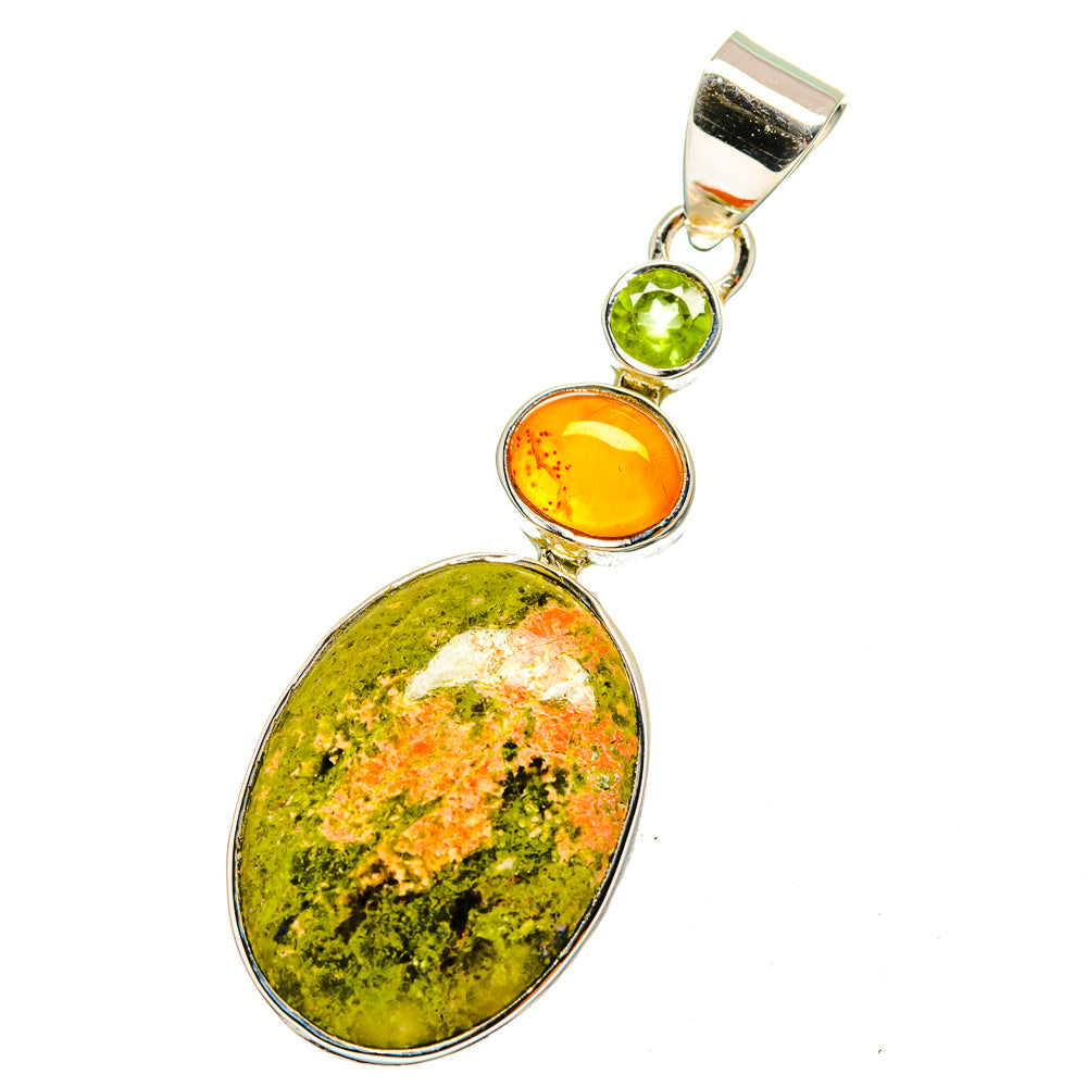 Unakite, Carnelian, Peridot Pendants handcrafted by Ana Silver Co - PD13573