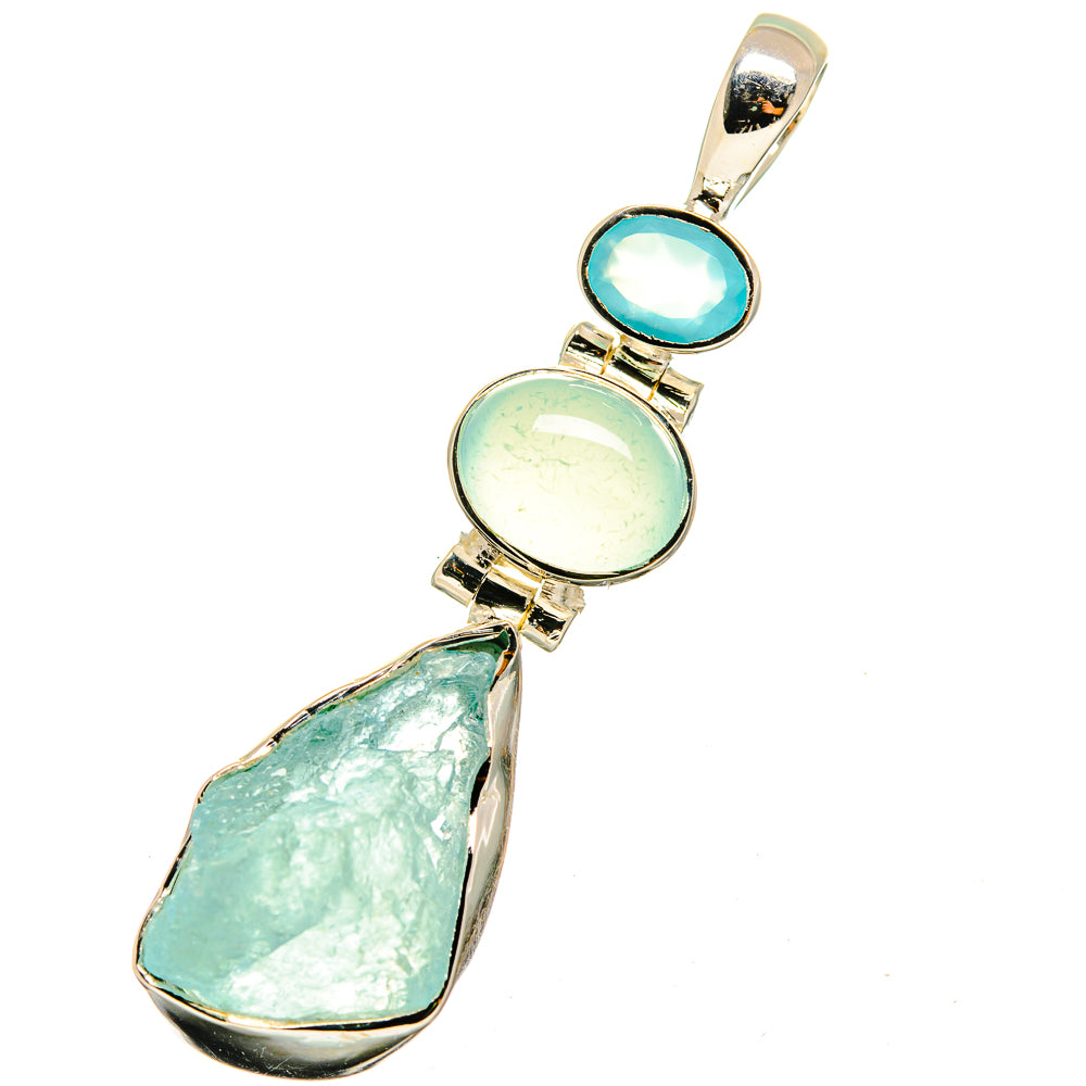 Aquamarine, Aqua Chalcedony Pendants handcrafted by Ana Silver Co - PD13576