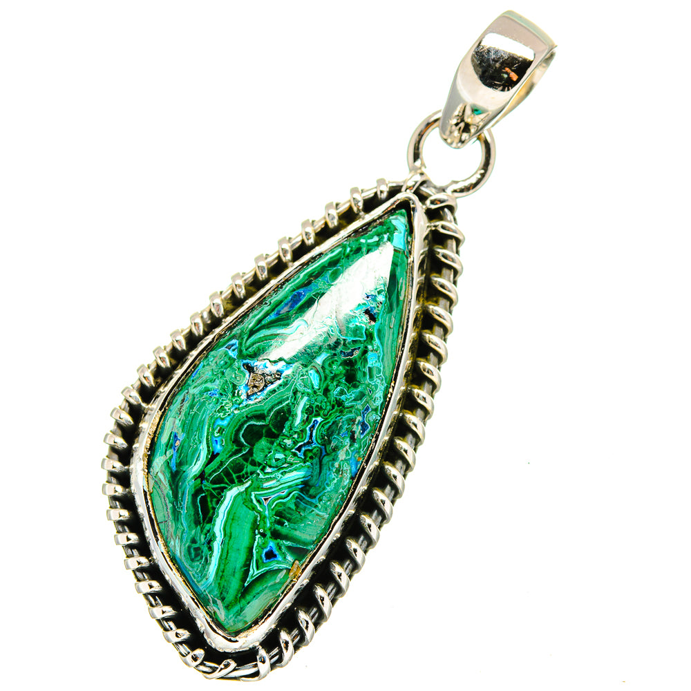 Malachite In Chrysocolla Pendants handcrafted by Ana Silver Co - PD13582