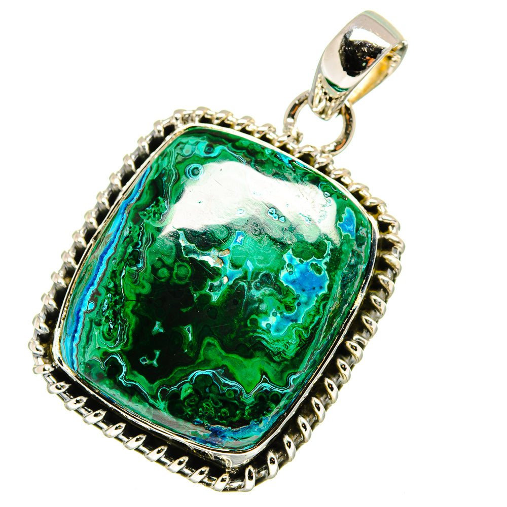 Malachite In Chrysocolla Pendants handcrafted by Ana Silver Co - PD13596