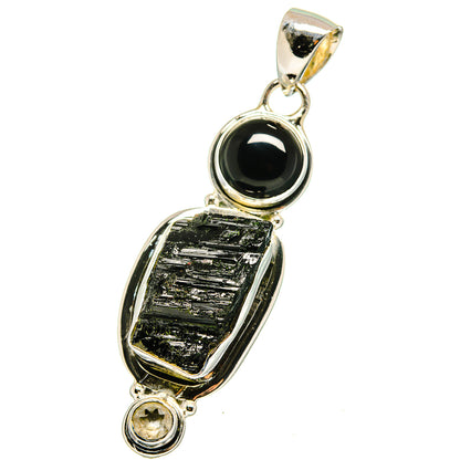 Black Tourmaline, Black Onyx, White Quartz Pendants handcrafted by Ana Silver Co - PD13599