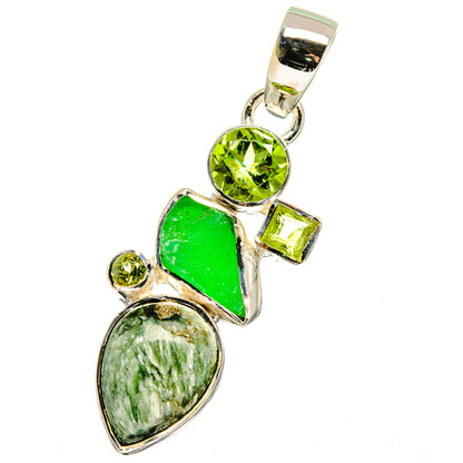 Seraphinite, Chrysoprase, Peridot Pendants handcrafted by Ana Silver Co - PD13614