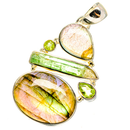 Labradorite, Green Tourmaline, Peridot Pendants handcrafted by Ana Silver Co - PD13621