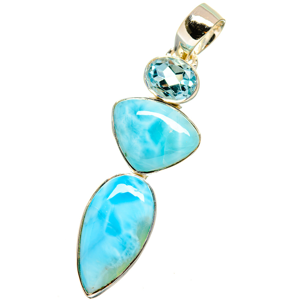 Larimar, Blue Topaz Pendants handcrafted by Ana Silver Co - PD13631
