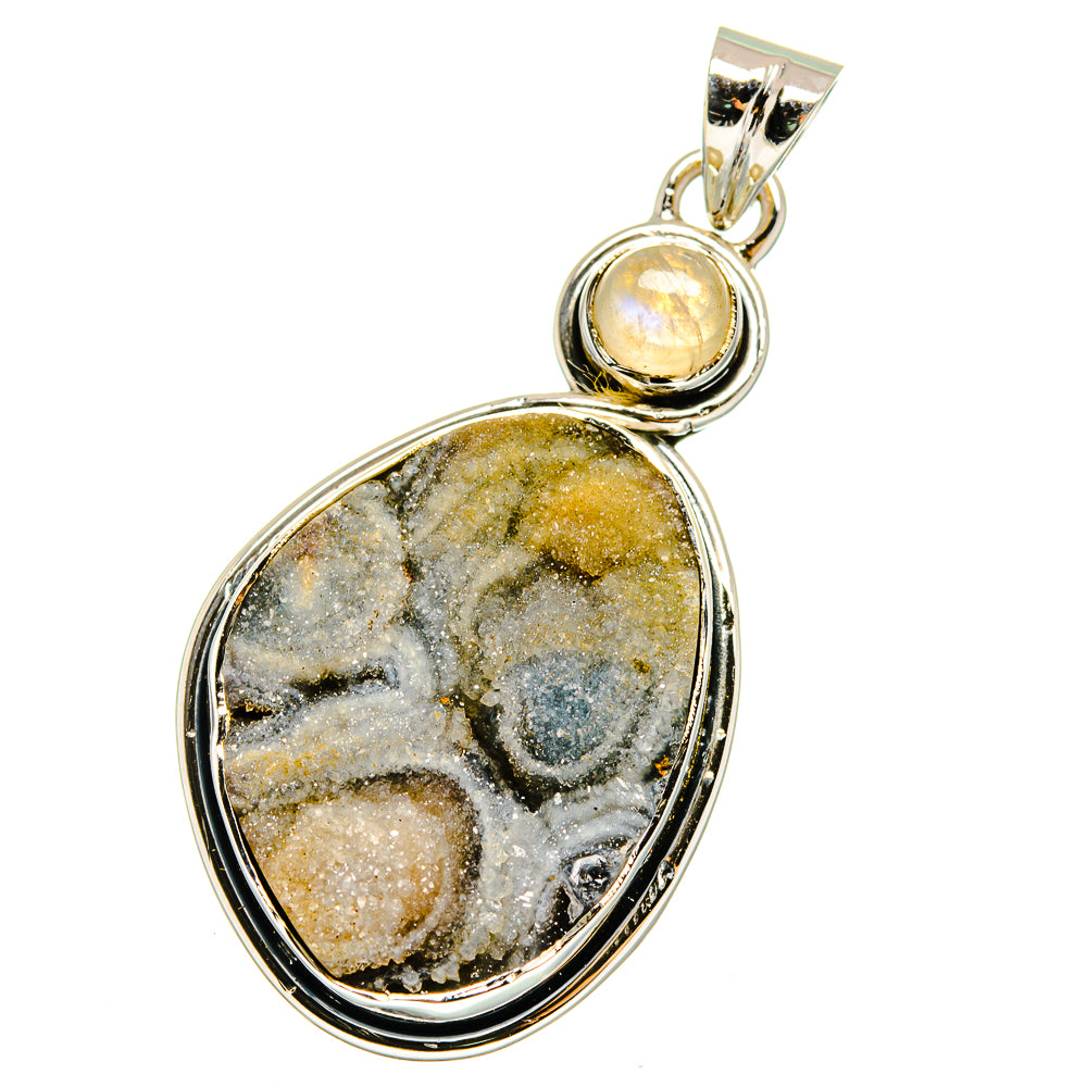 Desert Druzy, Rainbow Moonstone Pendants handcrafted by Ana Silver Co - PD13632