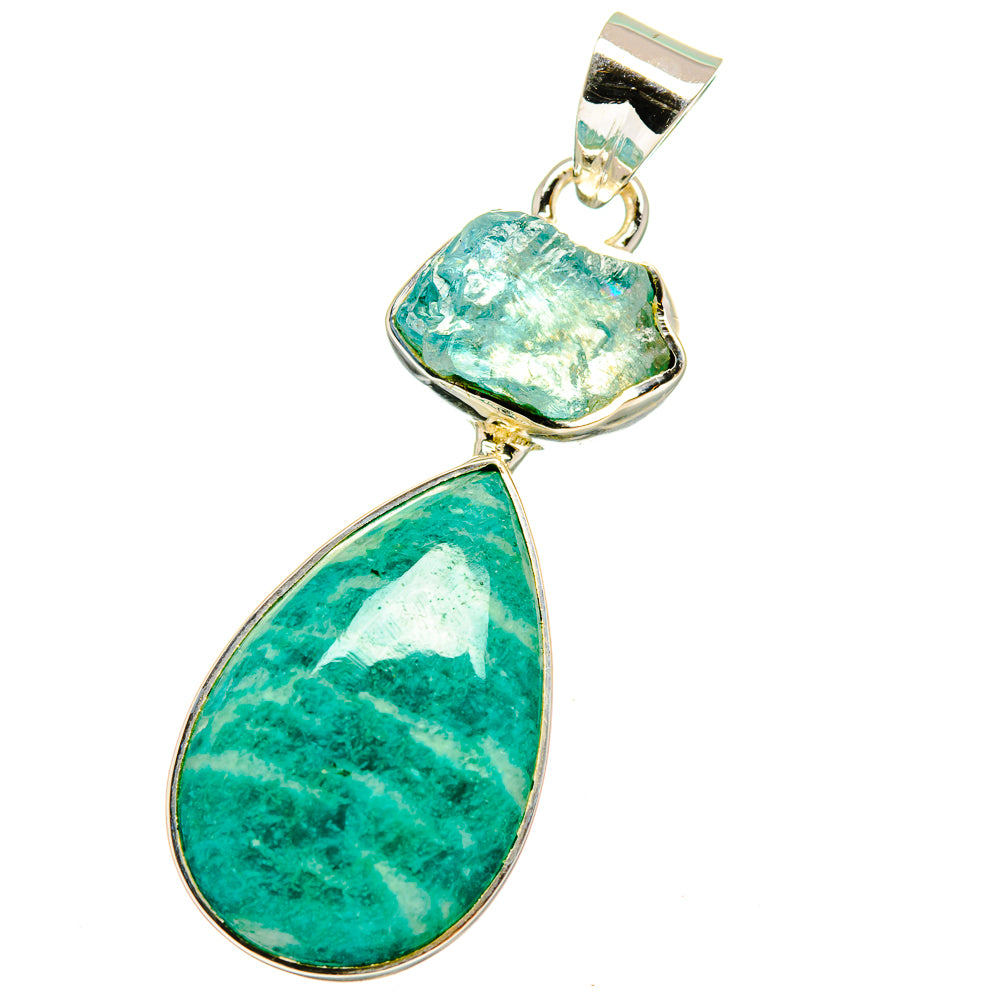 Amazonite, Aquamarine Pendants handcrafted by Ana Silver Co - PD13635