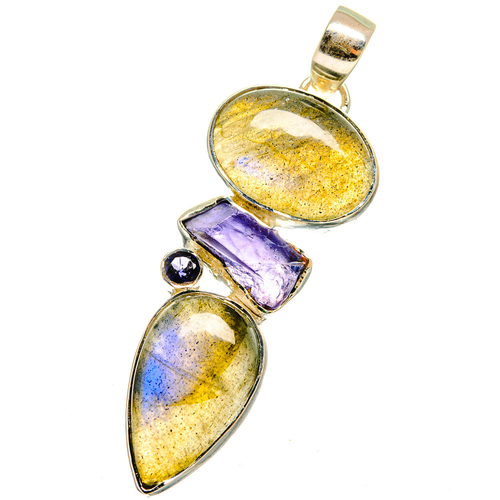Labradorite, Tanzanite Pendants handcrafted by Ana Silver Co - PD13641