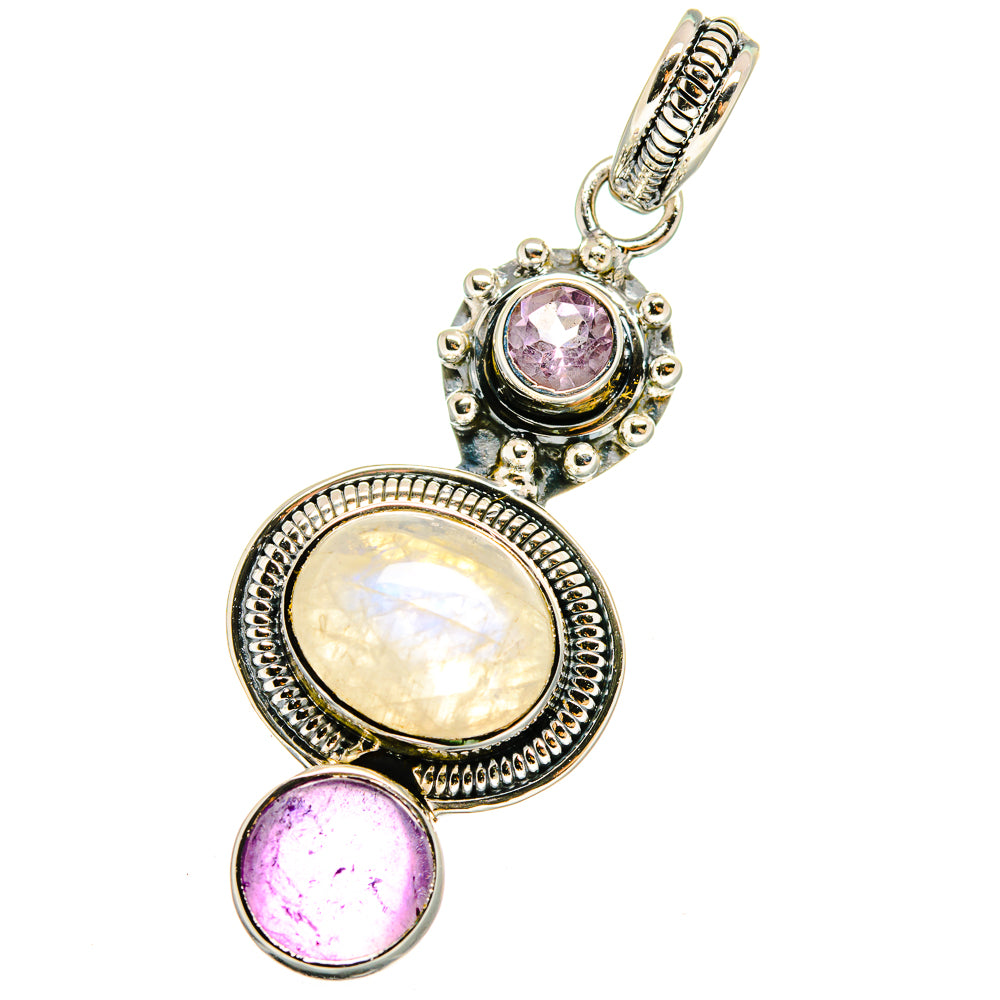 Rainbow Moonstone, Amethyst Pendants handcrafted by Ana Silver Co - PD13644