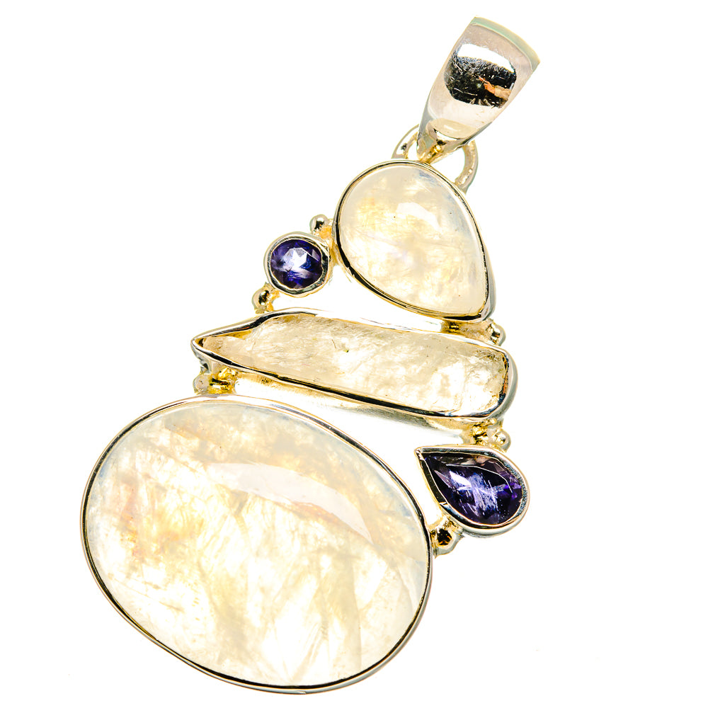Rainbow Moonstone, Tanzanite Pendants handcrafted by Ana Silver Co - PD13645