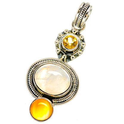 Rainbow Moonstone, Citrine, Carnelian Pendants handcrafted by Ana Silver Co - PD13646