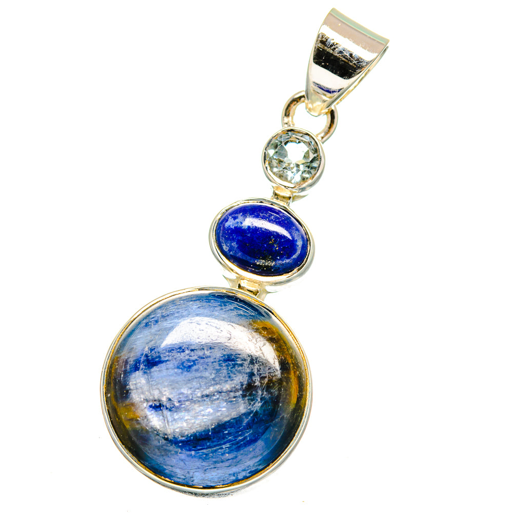 Kyanite, Lapis Lazuli, Blue Topaz Pendants handcrafted by Ana Silver Co - PD13647