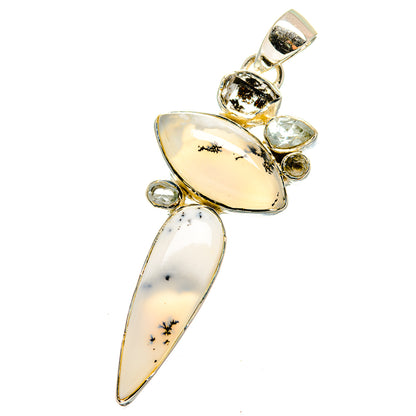 Dendritic Opal, Herkimer Diamond, Peridot Pendants handcrafted by Ana Silver Co - PD13663