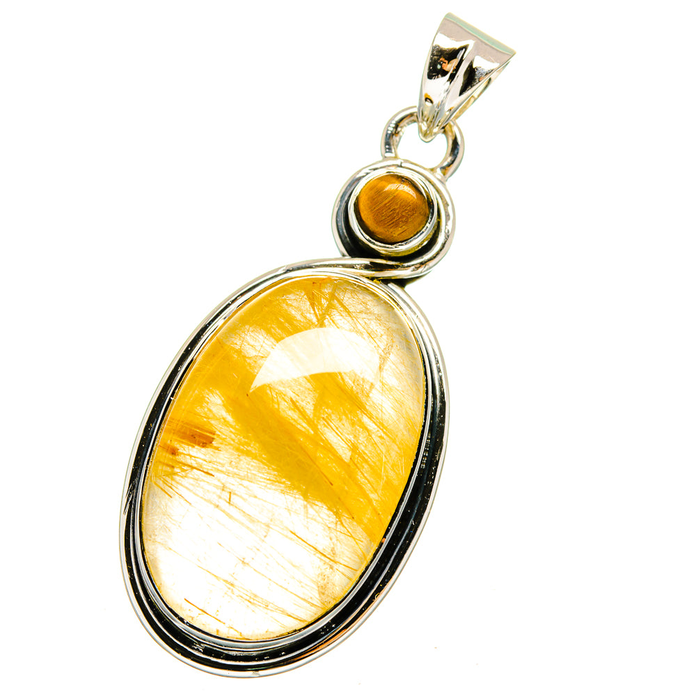 Rutilated Quartz, Tiger Eye Pendants handcrafted by Ana Silver Co - PD13666