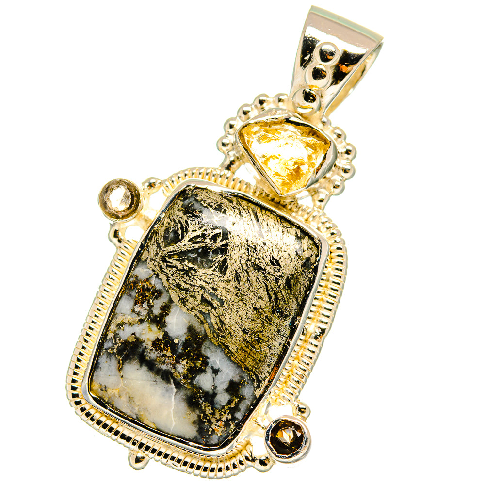 Pyrite Agate, Citrine, Smoky Quartz Pendants handcrafted by Ana Silver Co - PD13672