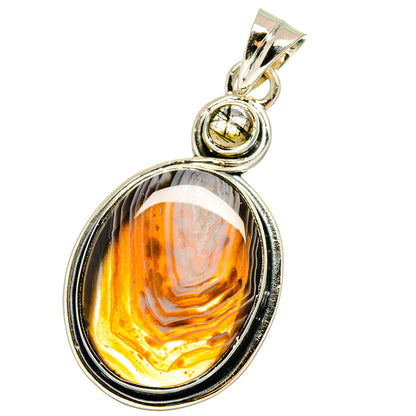 Botswana Agate, Citrine Pendants handcrafted by Ana Silver Co - PD13677