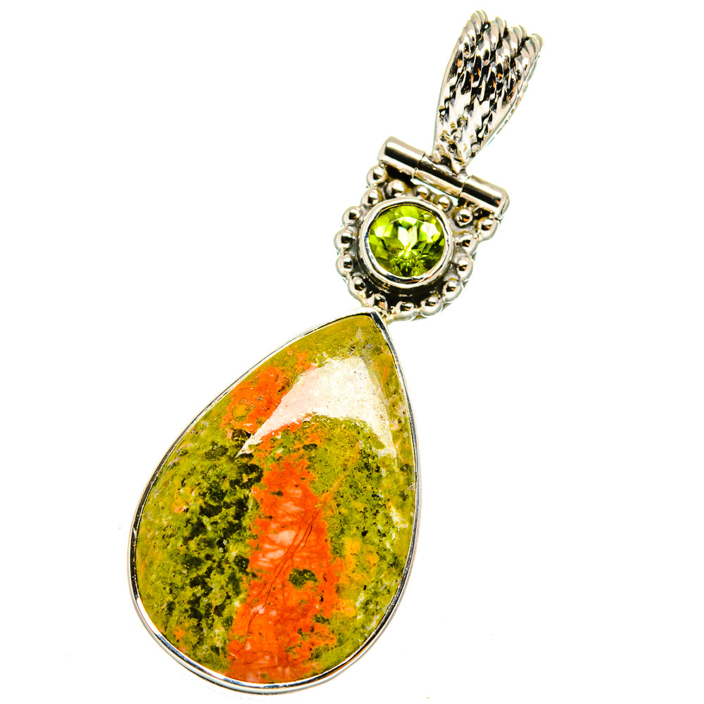 Unakite, Peridot Pendants handcrafted by Ana Silver Co - PD13680