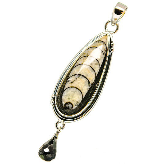 Orthoceras Fossil, Black Onyx Pendants handcrafted by Ana Silver Co - PD13693