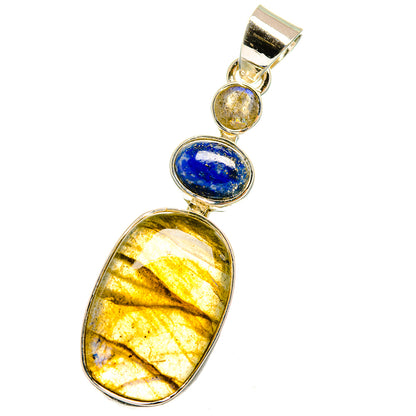 Labradorite, Lapis Lazuli Pendants handcrafted by Ana Silver Co - PD13695