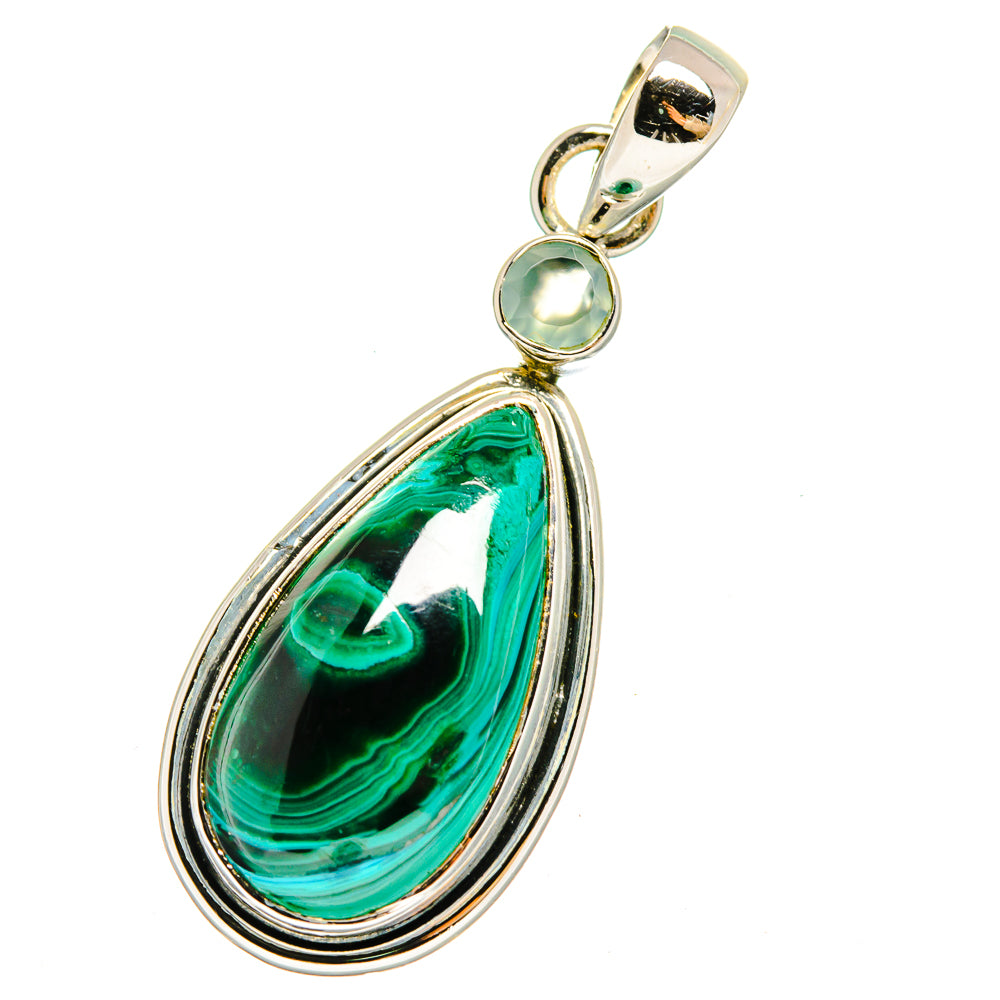 Malachite, Aqua Chalcedony Pendants handcrafted by Ana Silver Co - PD13703