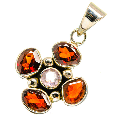 Garnet, Kunzite Pendants handcrafted by Ana Silver Co - PD13734