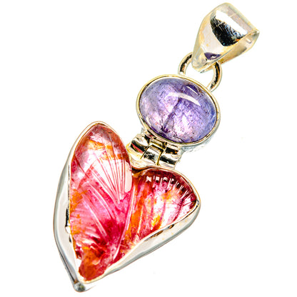 Pink Tourmaline, Tanzanite Pendants handcrafted by Ana Silver Co - PD13738