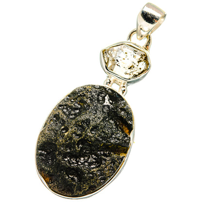 Tektite, Herkimer Diamond Pendants handcrafted by Ana Silver Co - PD13750