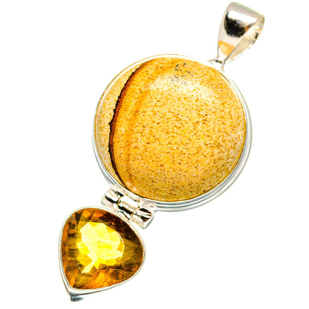 Picture Jasper, Citrine Pendants handcrafted by Ana Silver Co - PD13762