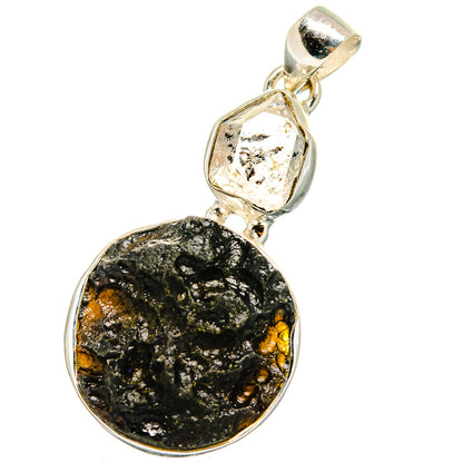 Tektite, Herkimer Diamond Pendants handcrafted by Ana Silver Co - PD13776