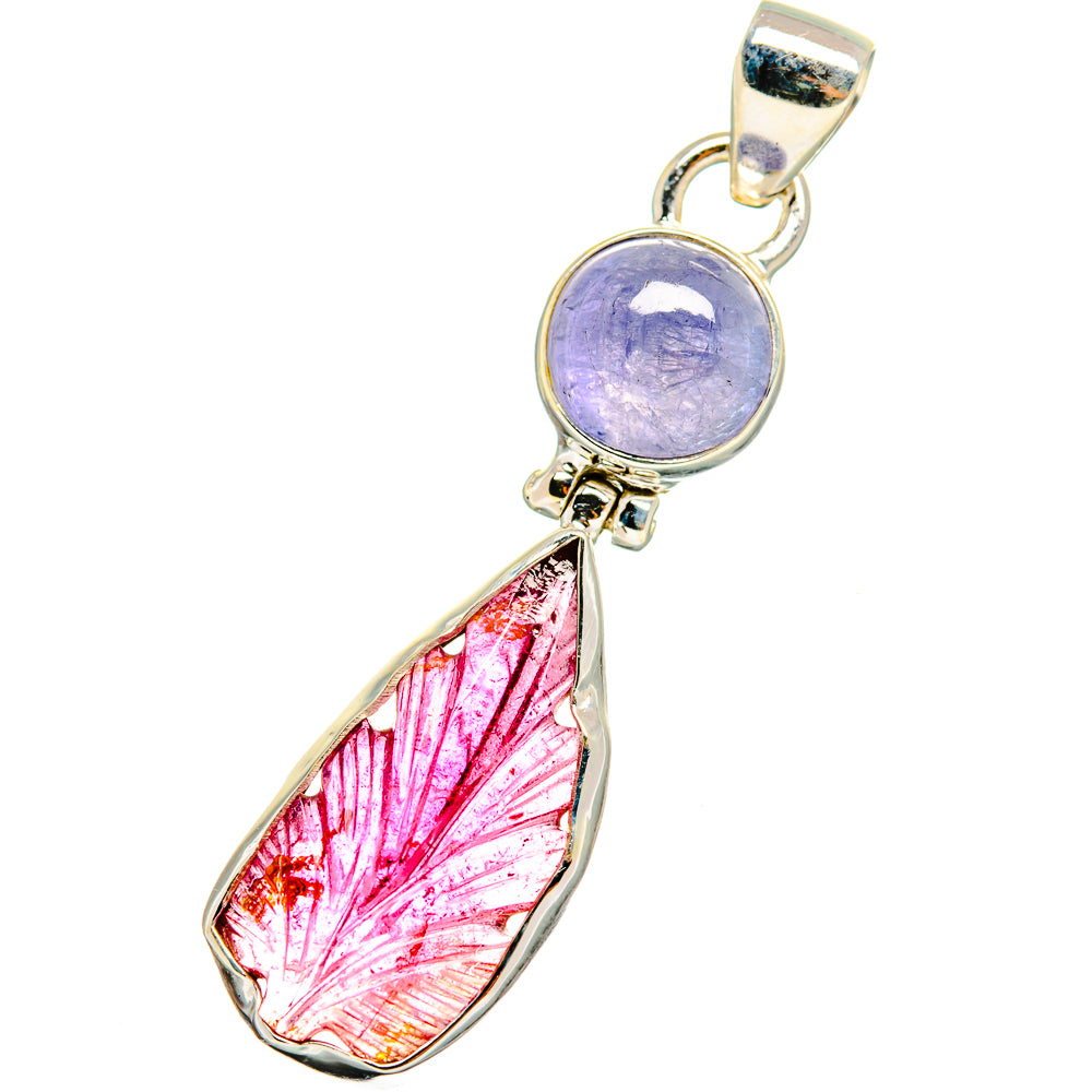 Pink Tourmaline, Tanzanite Pendants handcrafted by Ana Silver Co - PD13781