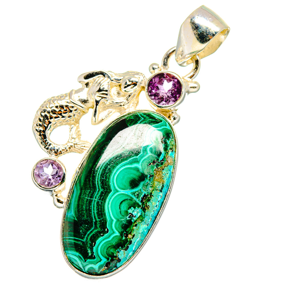 Malachite In Chrysocolla Pendants handcrafted by Ana Silver Co - PD13820