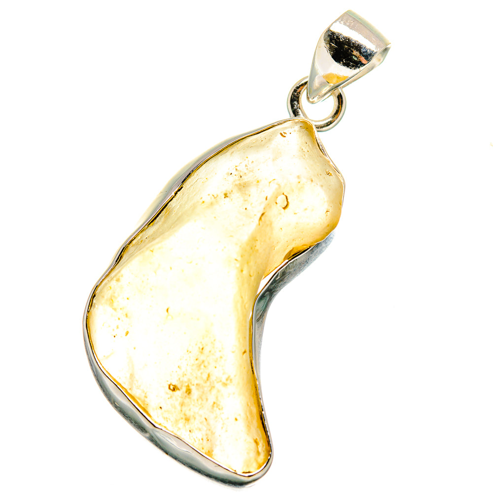 Sterling silver glass pendant with pale amber teardrop slice and open bail