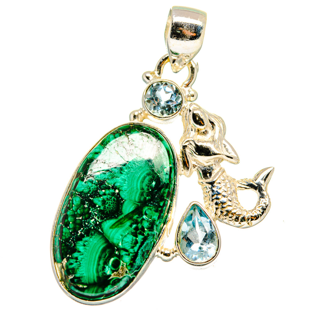 Malachite In Chrysocolla Pendants handcrafted by Ana Silver Co - PD13924
