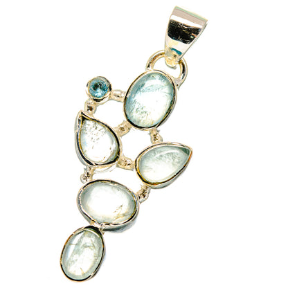 Sterling silver pendant with five oval light blue gemstones and one small blue stone