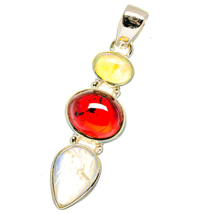 Rainbow Moonstone, Garnet, Ethiopian Opal Pendants handcrafted by Ana Silver Co - PD13970
