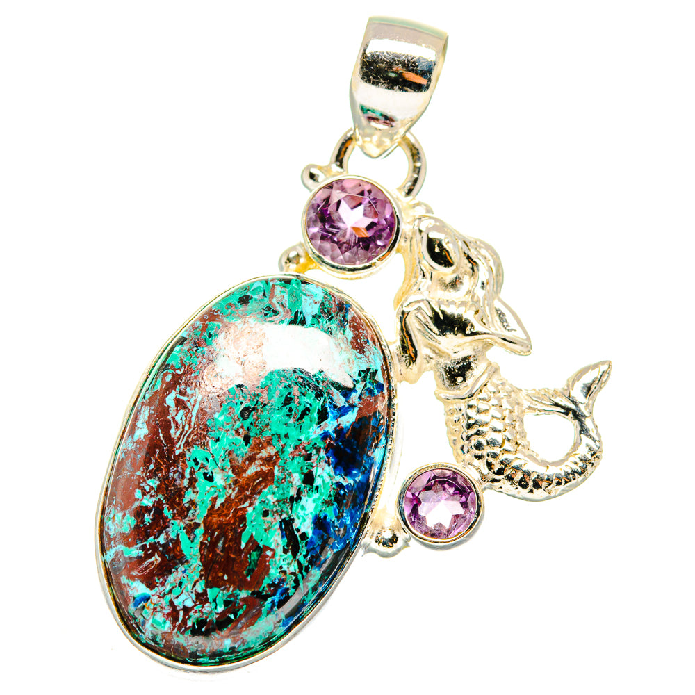 Shattuckite, Amethyst Pendants handcrafted by Ana Silver Co - PD13977