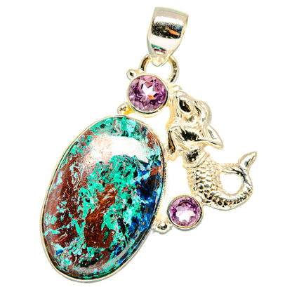 Shattuckite, Amethyst Pendants handcrafted by Ana Silver Co - PD13977
