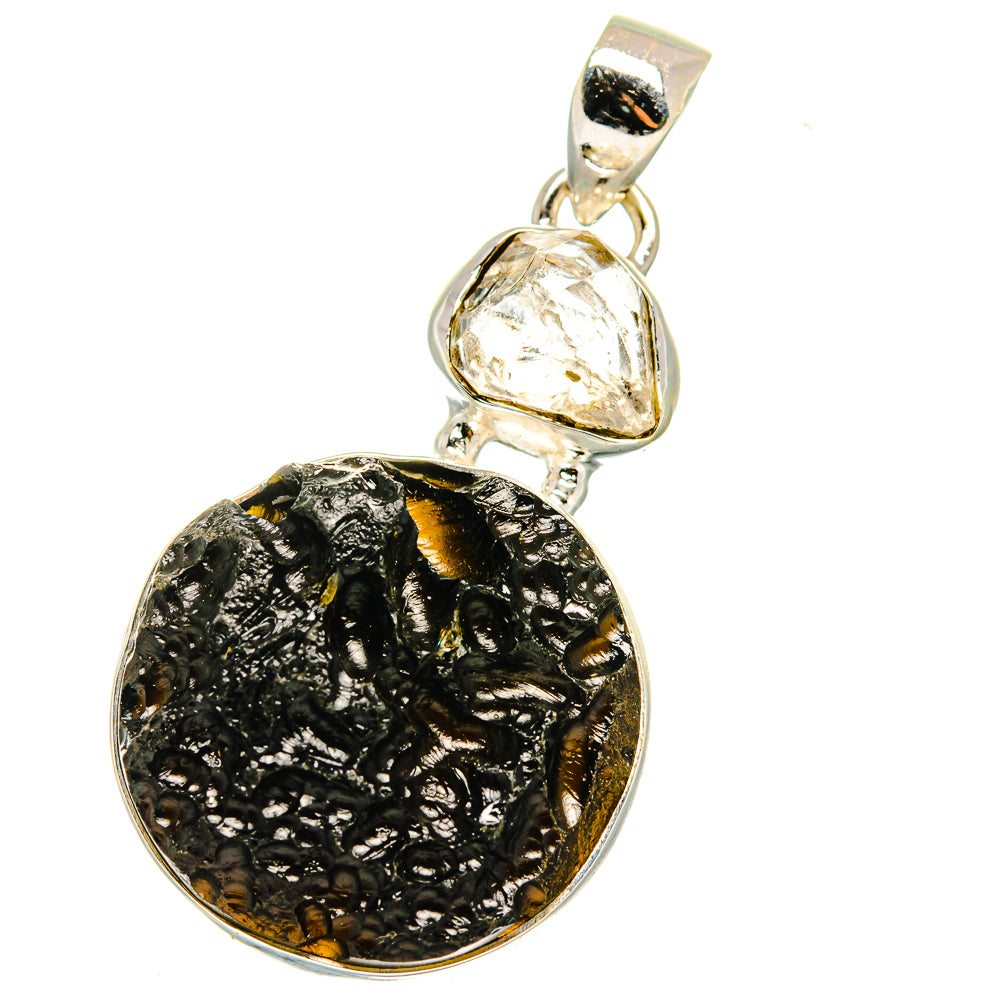Tektite, Herkimer Diamond Pendants handcrafted by Ana Silver Co - PD13982