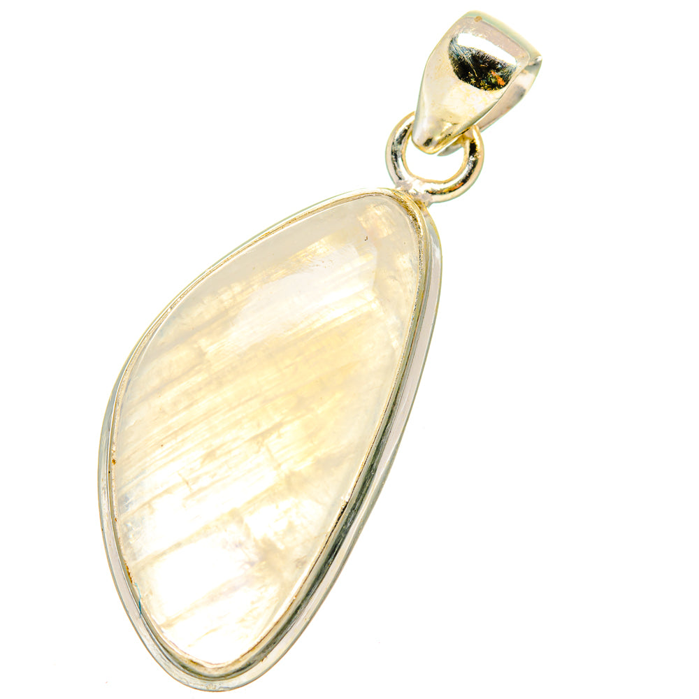 Sterling silver moonstone pendant with teardrop rainbow opal cabochon